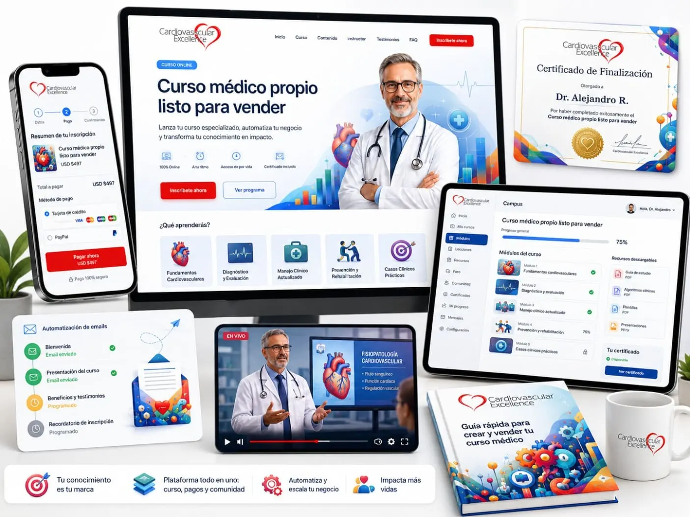 Curso médico propio listo para vender