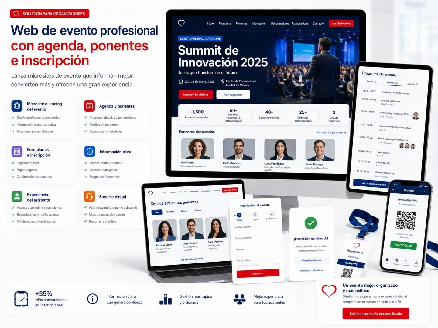 Web de evento médico con agenda, ponentes e inscripcion