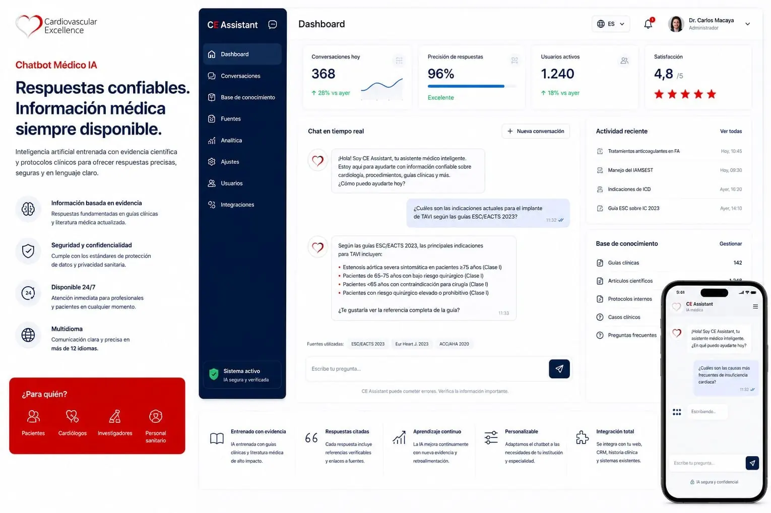 Chatbot médico o científico para webs y eventos